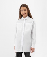 Рубашка удлиненная оверсайз белая Gulliver, школьная форма для девочек  фото, kupilegko.ru